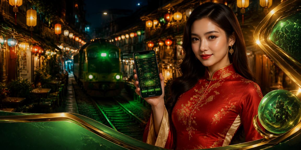 Người dùng tại Hà Nội mặc áo dài xem kết quả cược esports và kiểm tra thông báo thưởng trên màn hình